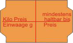 Etiketten 32x19mm l-orange, perm."Kilo Preis-mind. htb.bis-Einwaage g-Preis"